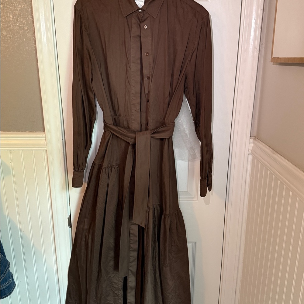 Elegant Brown Long-Sleeve Dress